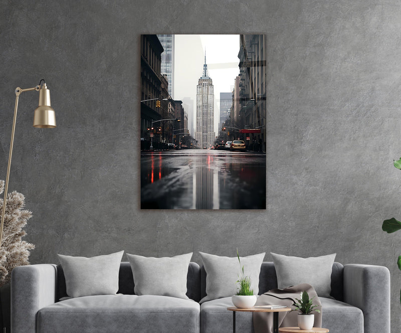 Black and white New York glass wall art