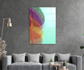 Rainbow Leaf Veins Glass Wall Art in a living room interior