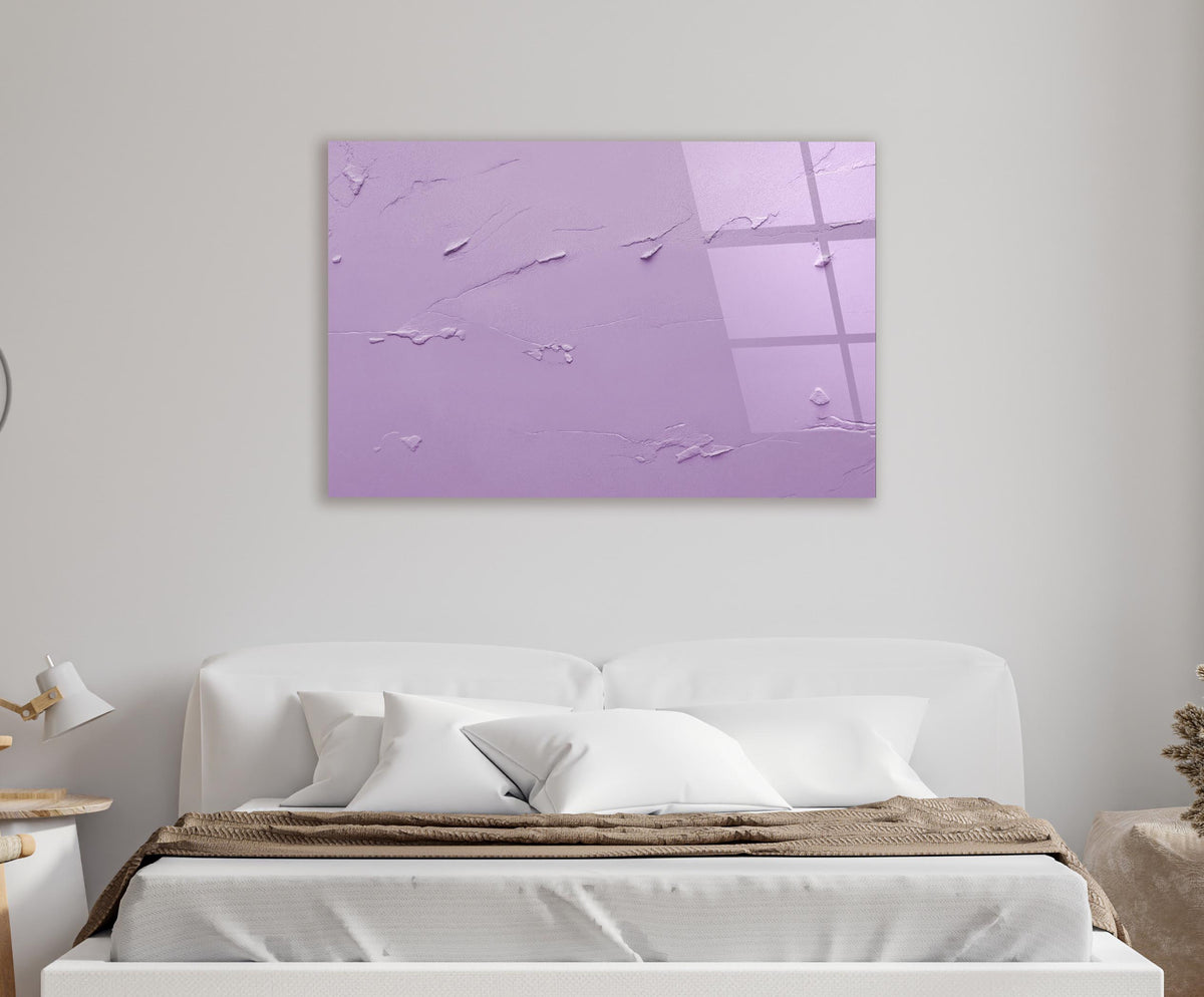 Lavender Textured Minimalist Glass Wall Art in a modern interior
