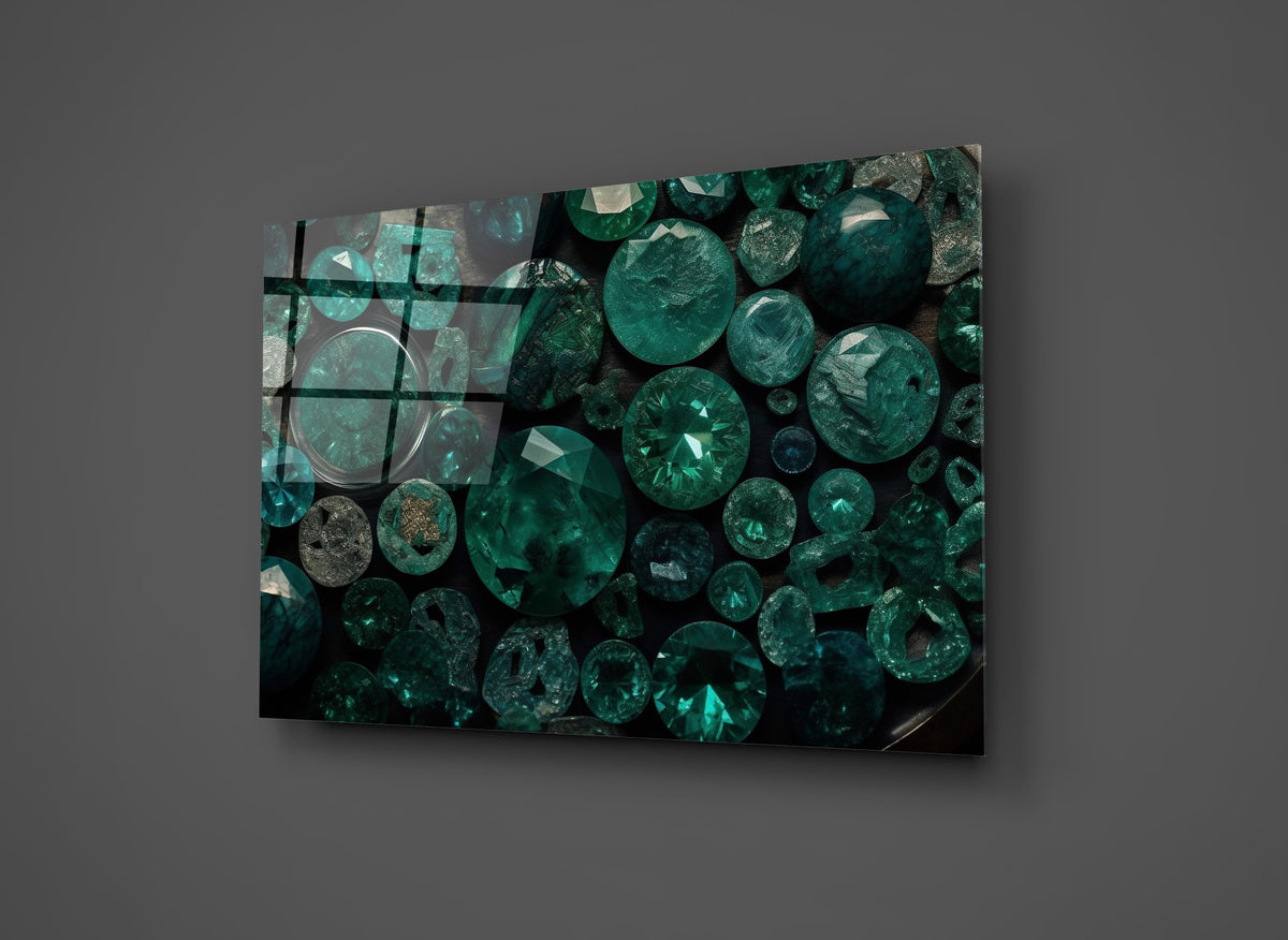 Emerald Gemstones Glass Wall Art close-up