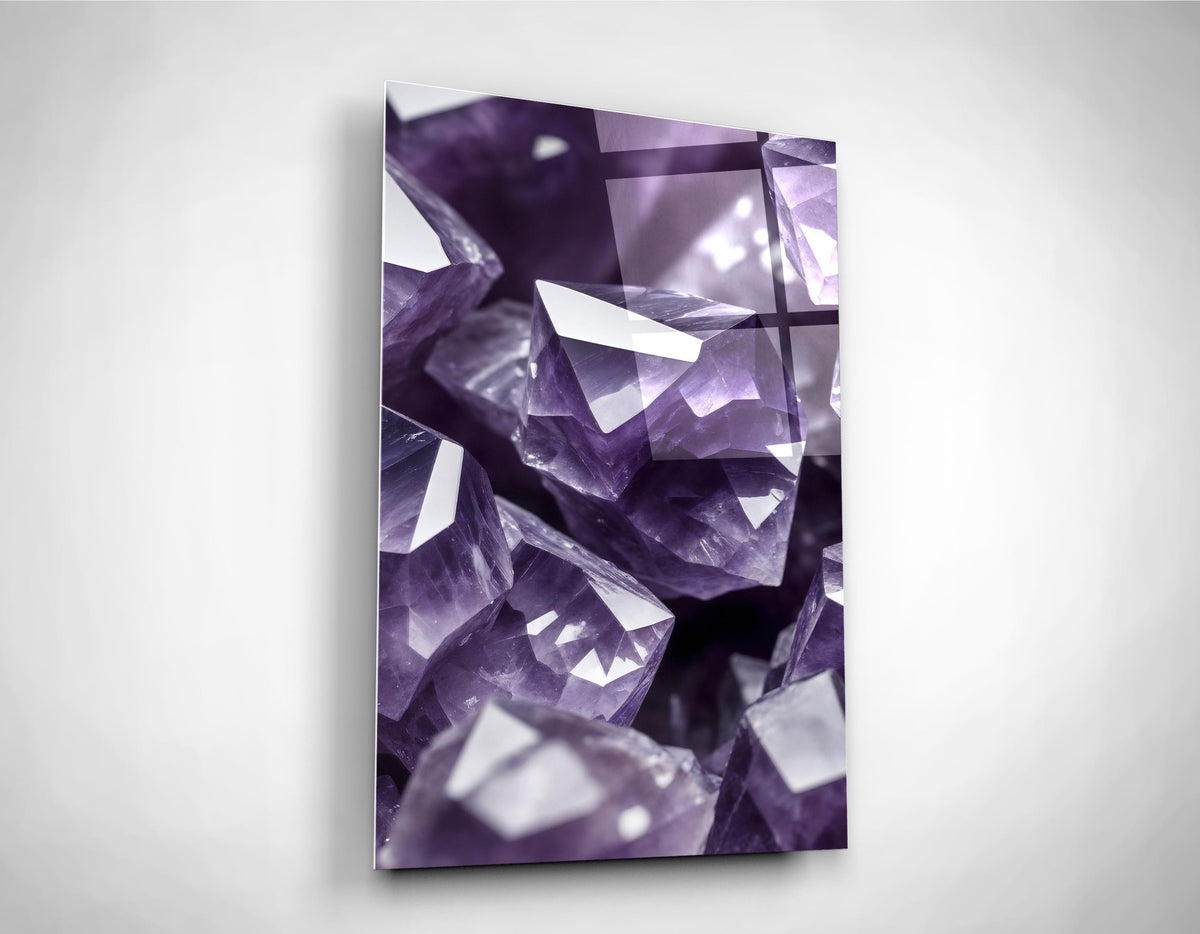 Amethyst Crystal Close-Up Glass Wall Art close-up