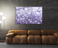 Lavender Crystal Cluster Glass Wall Art in a living room interior