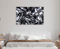 Silver Crystal Shards Abstract Glass Wall Art in a living room interior