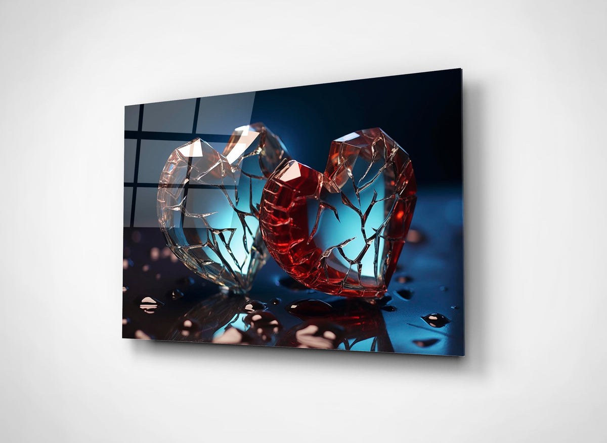 Shattered Crystal Hearts Glass Wall Art close-up