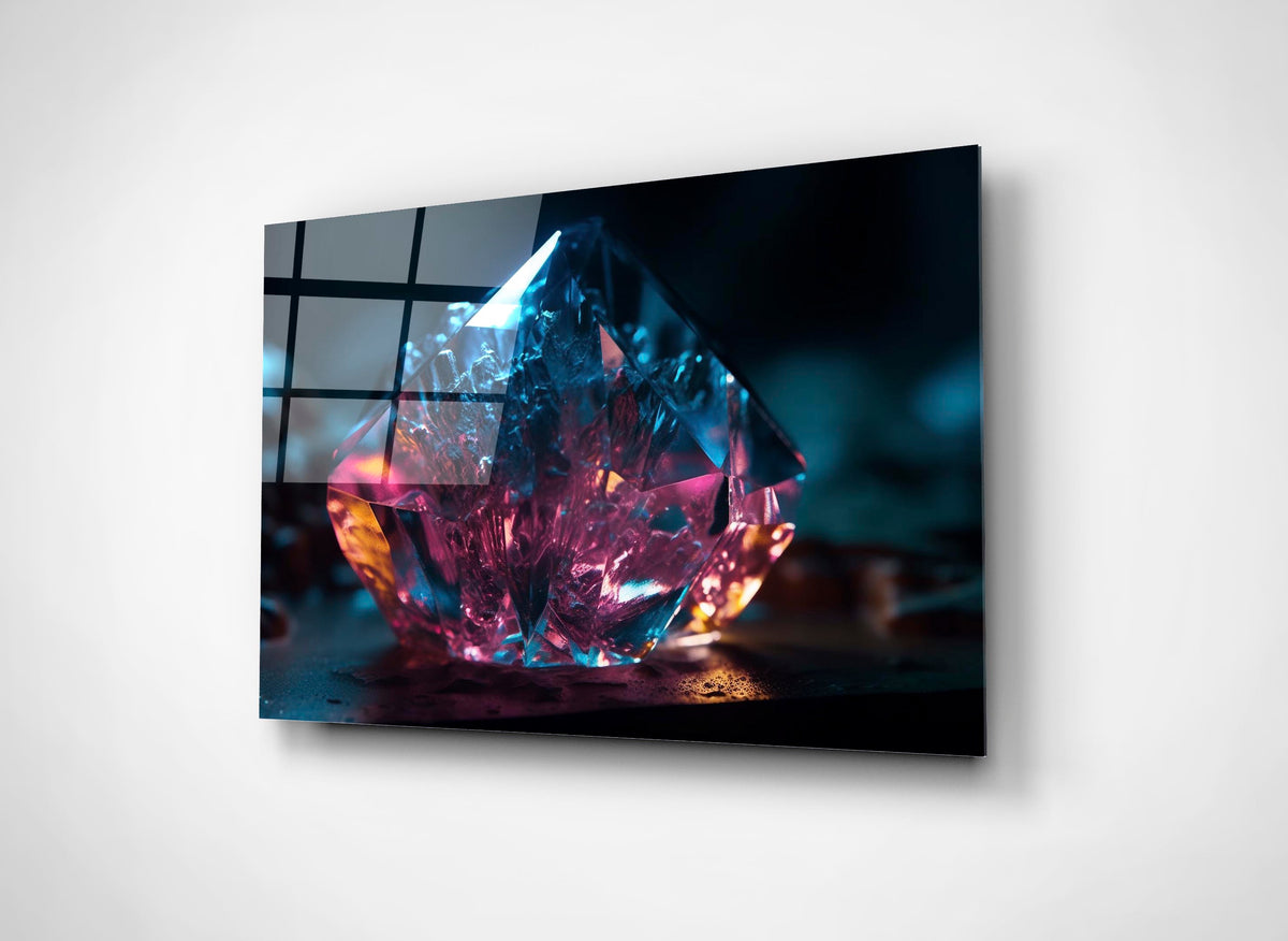 Pink and Blue Crystal Gem Glass Wall Art close-up