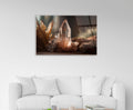 Quartz Crystal Cluster Glass Wall Art in a living room interior