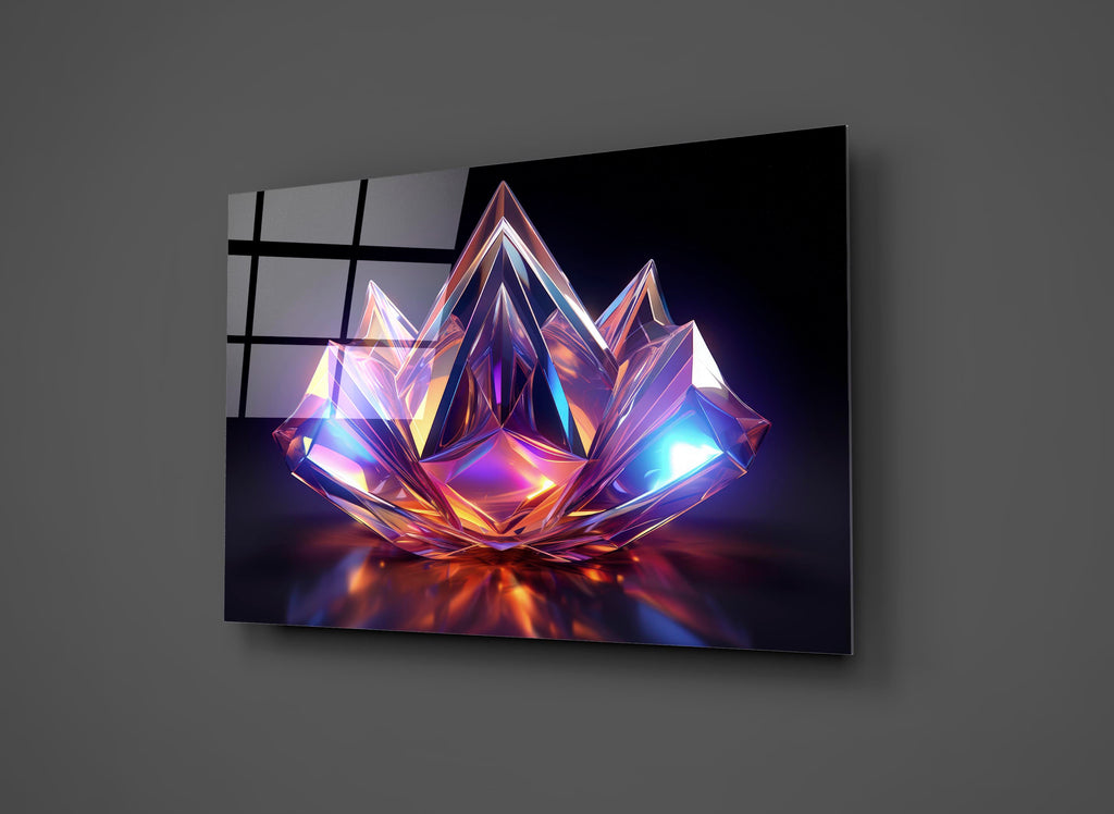 Iridescent Crystal Lotus Glass Wall Art close-up