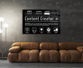 Content Creator Ingredients Label Glass Wall Art in a living room interior