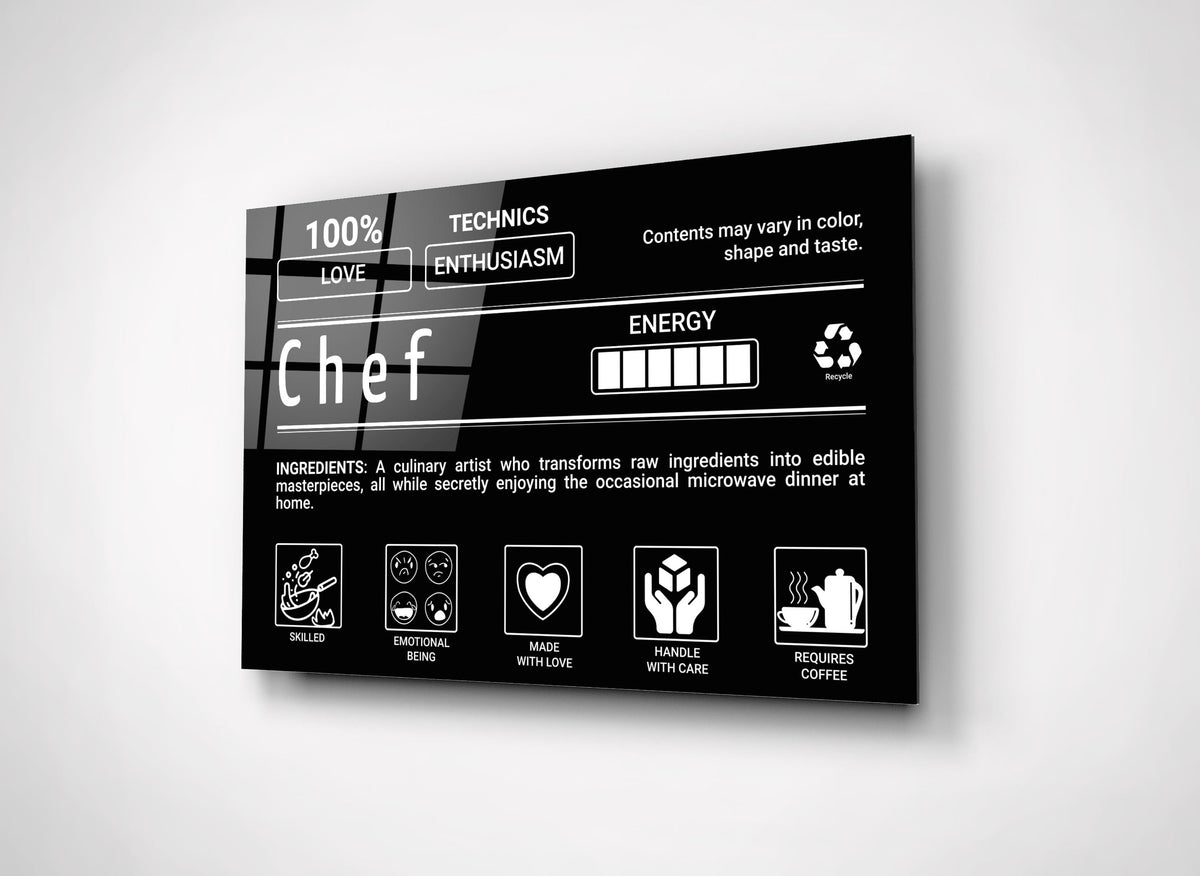 Chef Ingredients Label Glass Wall Art close-up