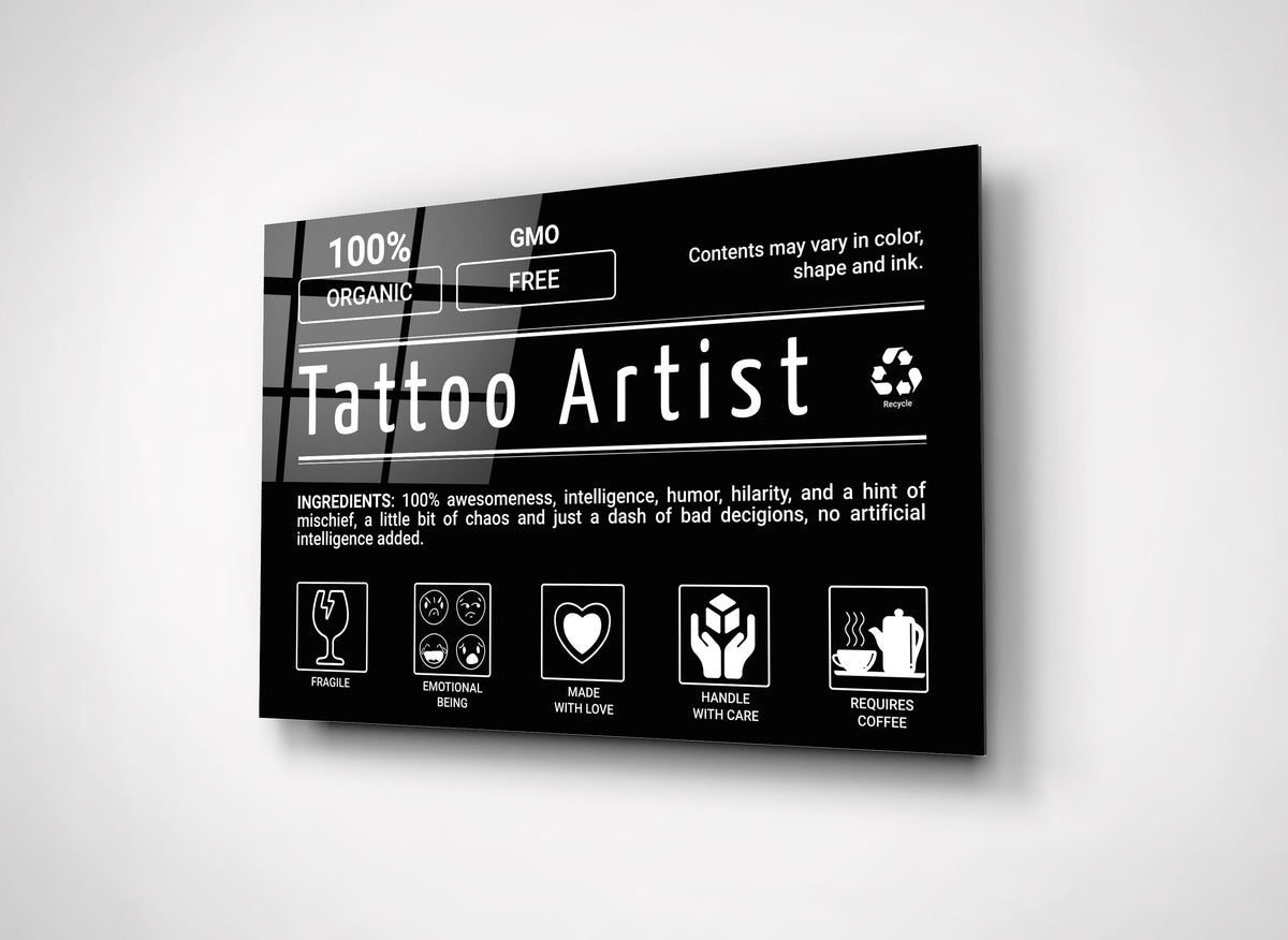 Tattoo Artist Ingredients Label Glass Wall Art close-up