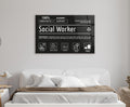 Social Worker Ingredients Glass Wall Art in a living room interior