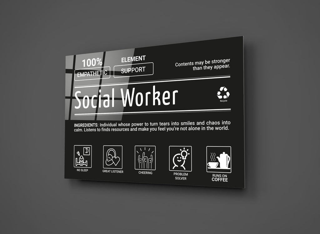 Social Worker Ingredients Glass Wall Art close-up