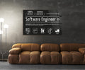 Software Engineer Ingredients Label Glass Wall Art in a living room interior