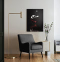 Black Cherry Noir Glass Wall Art in a living room interior