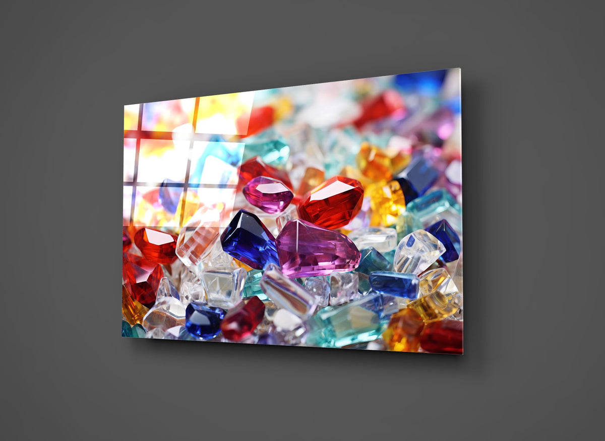 Colorful Crystal Gems Glass Wall Art close-up