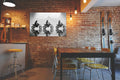 Motocross Riders Silhouette Glass Wall Art in a living room interior