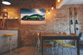 Emerald Green Supercar Glass Wall Art in a living room interior