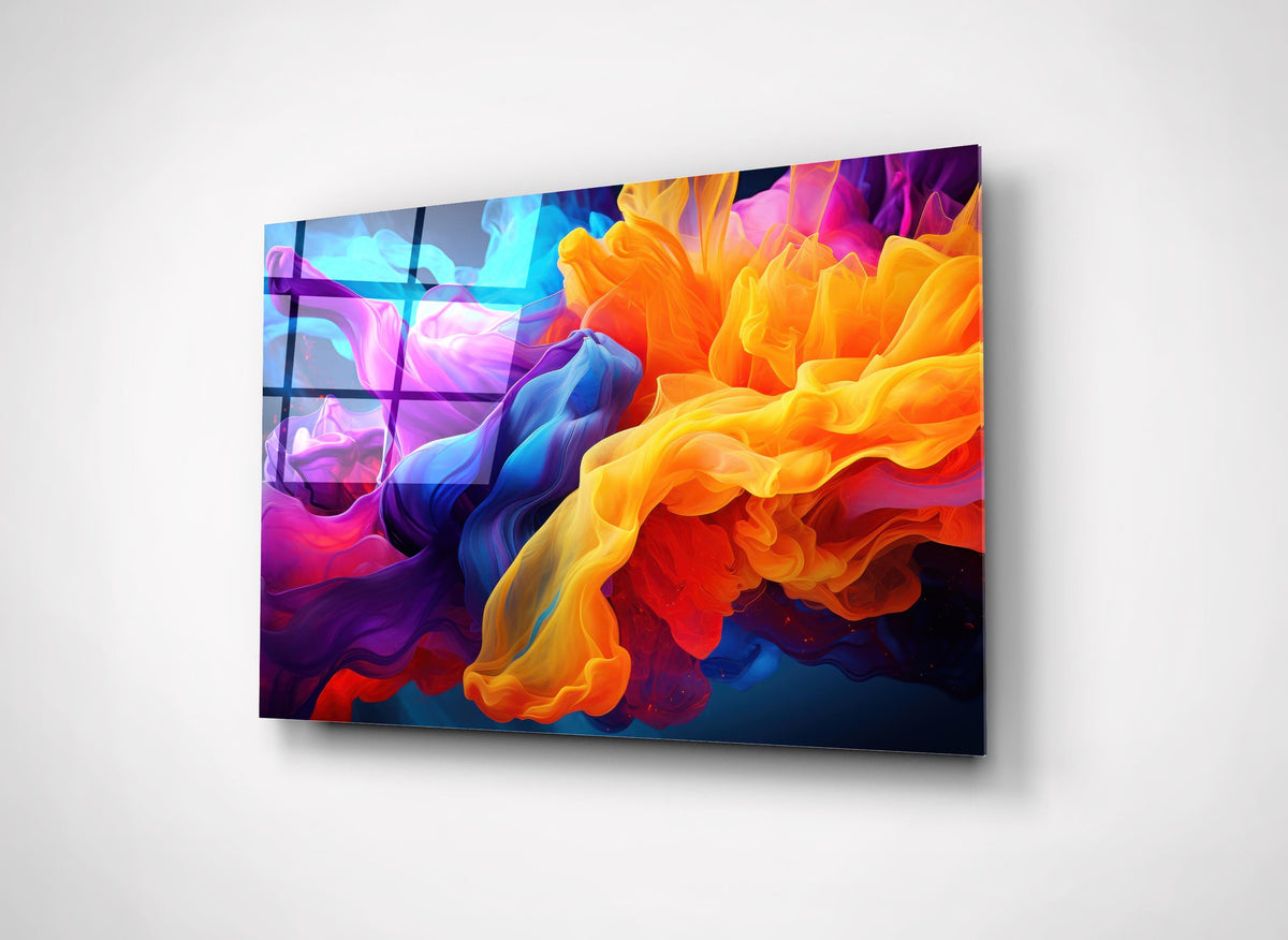 Fiery Fluid Swirl Abstract Glass Wall Art close-up