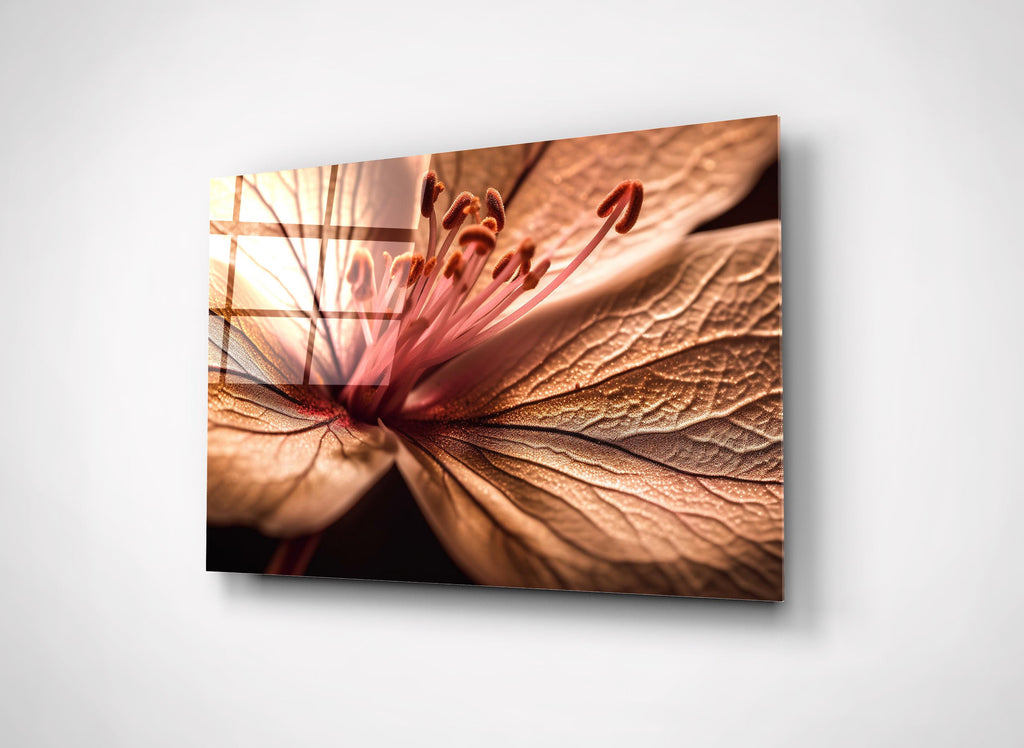 Blush Lily Petal Macro Glass Wall Art close-up