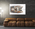 Weathered White Tank Top View Glass Wall Art in a living room interior