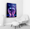 Neon crystal apple glass wall art in a living room interior