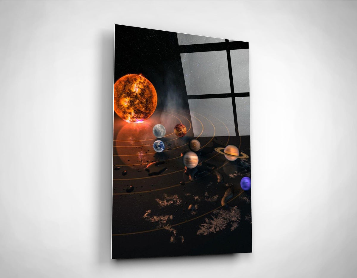 Solar System Planets Glass Wall Art on the wall