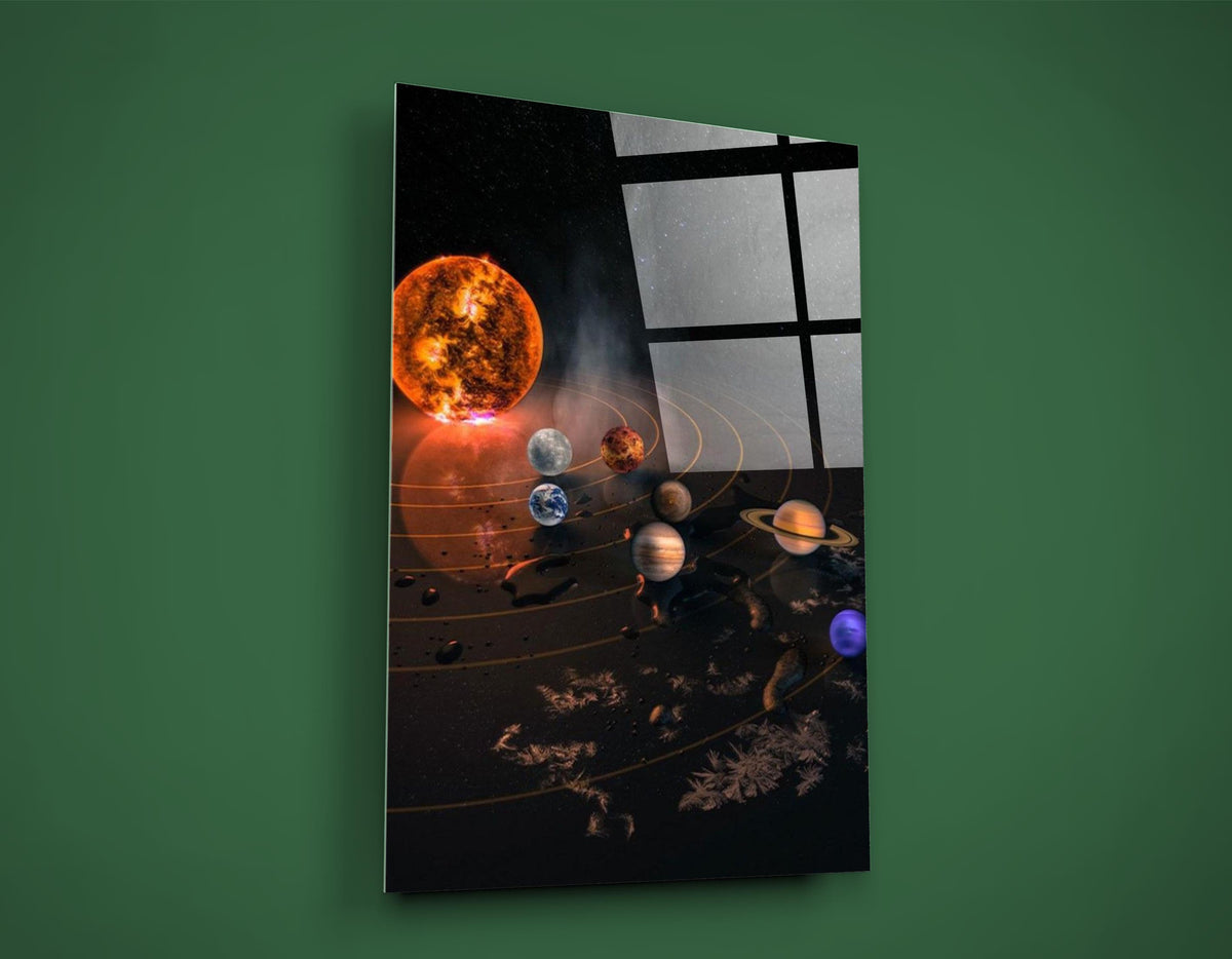 Solar System Planets Glass Wall Art close-up