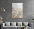 Dried Baby's Breath Flowers Glass Wall Art in a living room interior