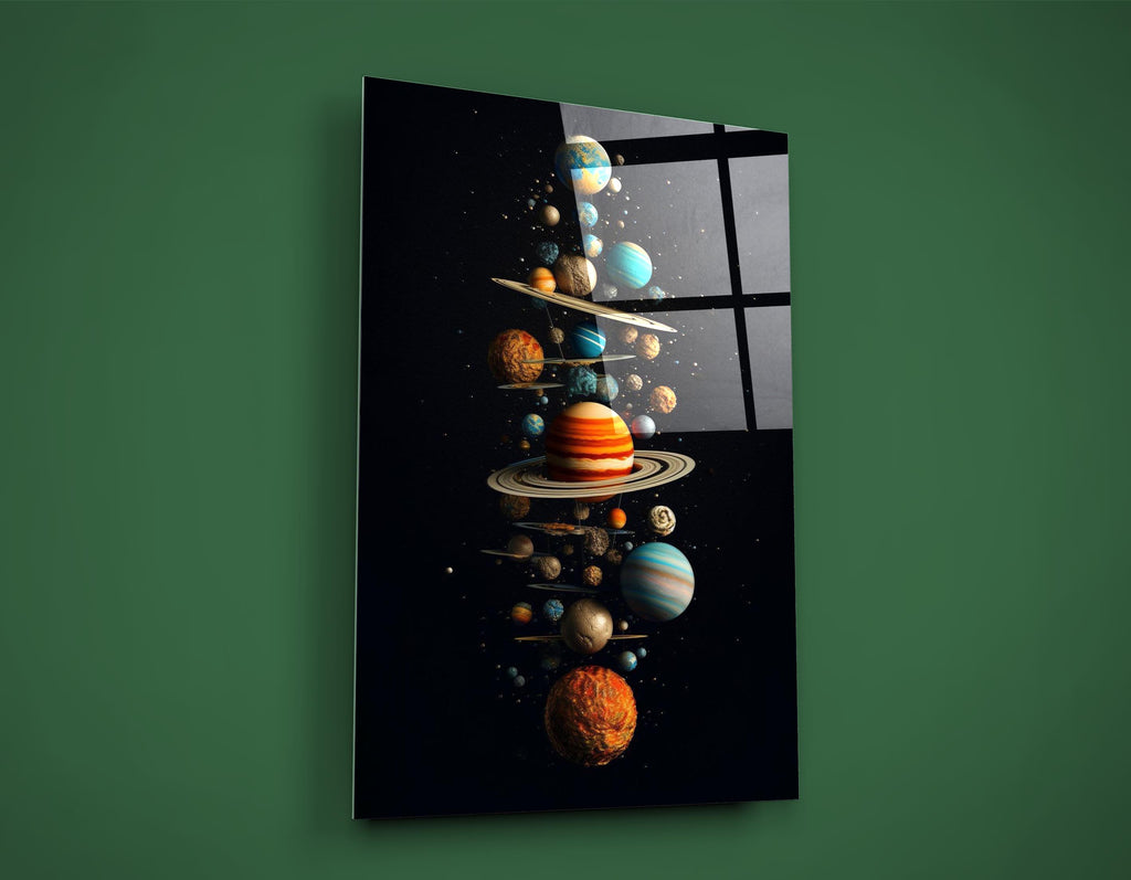 Planets of the Solar System Glass Wall Art close-up