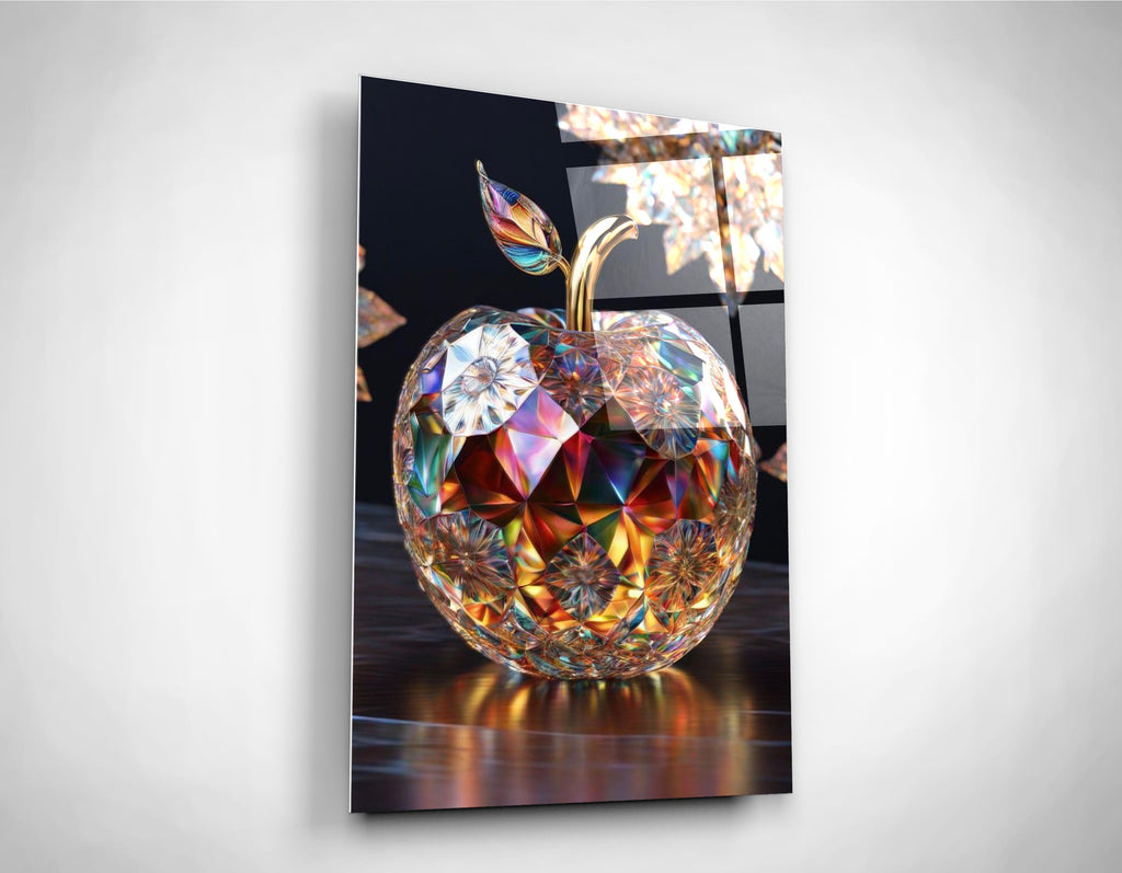 Rainbow Crystal Apple Glass Wall Art close-up