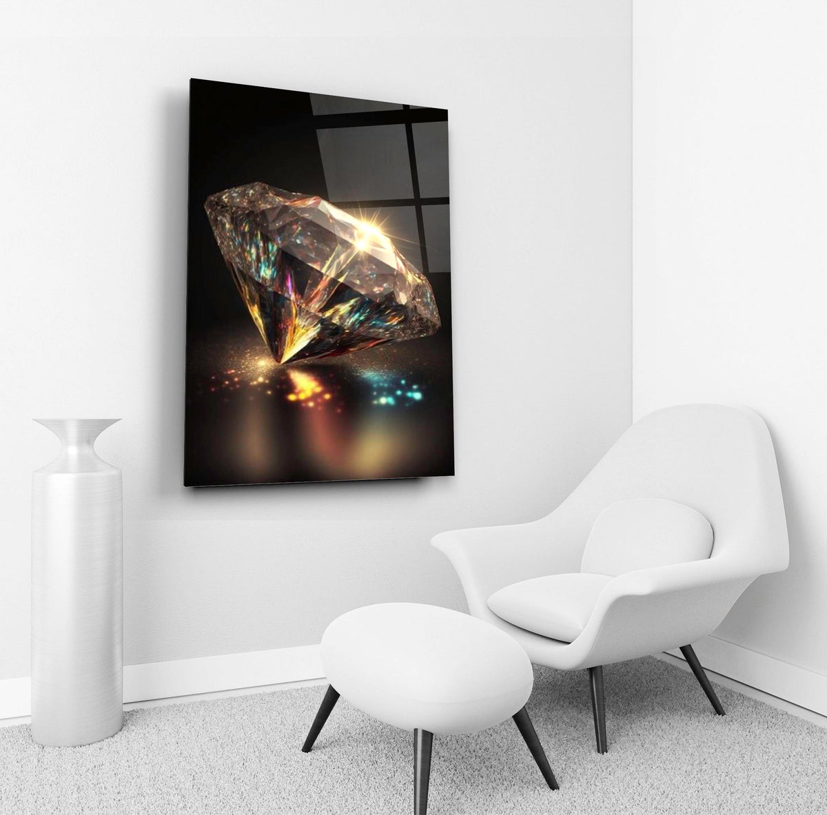 Sparkling Diamond Glass Wall Art in a living room interior