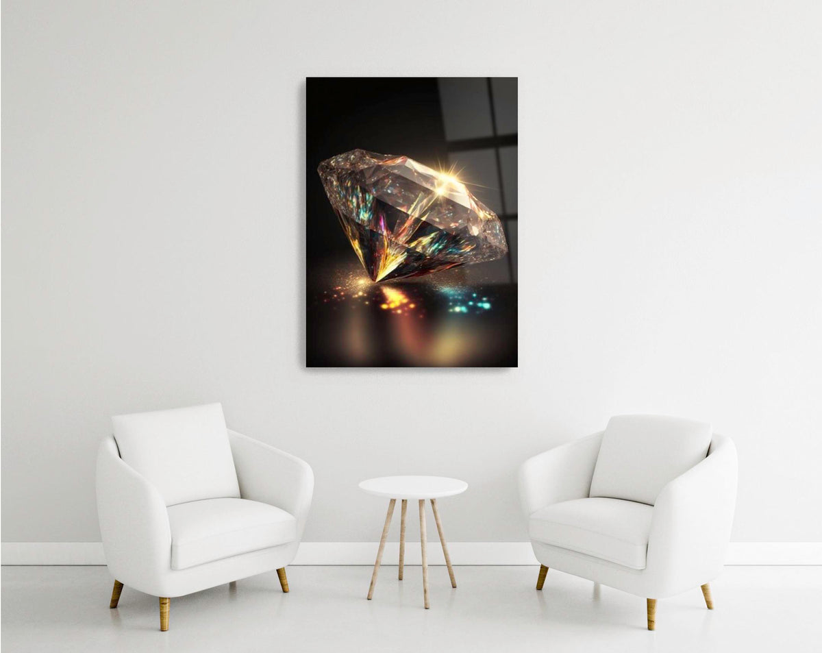 Sparkling Diamond Glass Wall Art in a modern interior