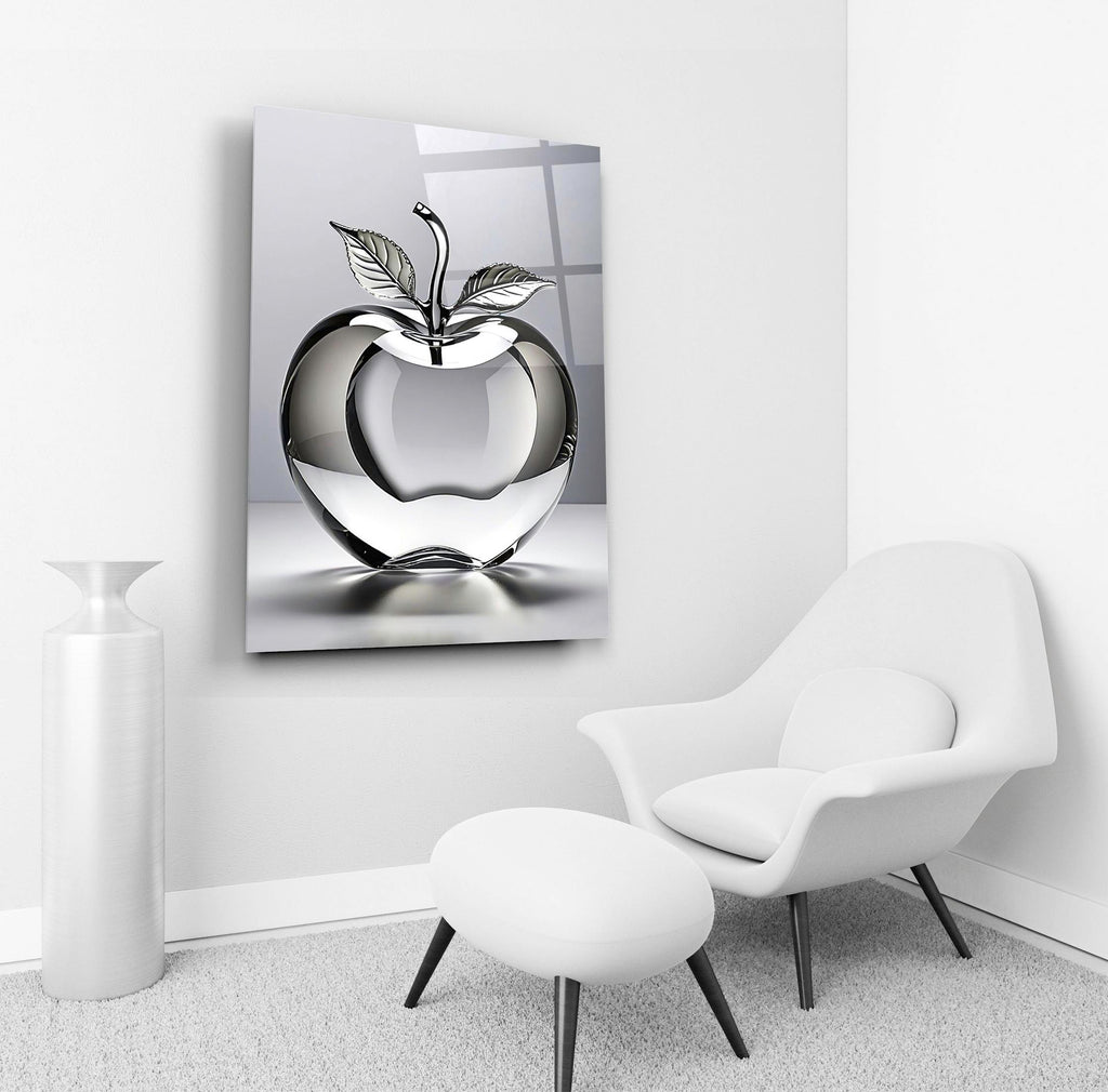 Crystal Glass Apple Glass Wall Art in a living room interior