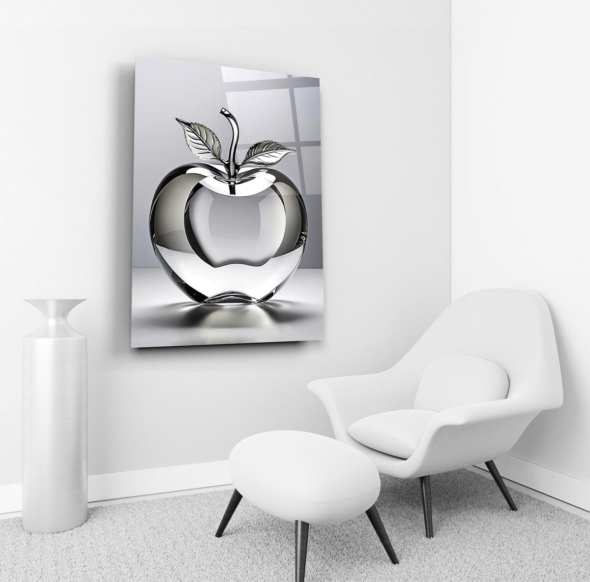 Crystal Glass Apple Glass Wall Art in a living room interior