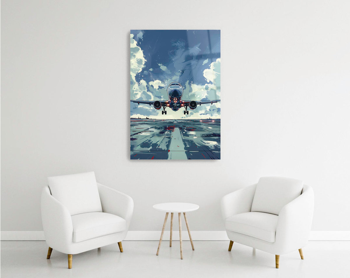 Coral Reef Underwater Glass Wall Art in a modern interior