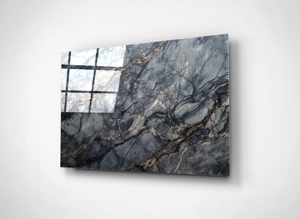 Gray Marble Texture Glass Wall Art close-up