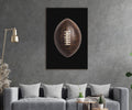 Vintage Leather Football Glass Wall Art in a living room interior
