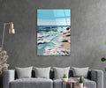 Impasto Turquoise Seashore Glass Wall Art in a living room interior