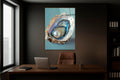 Pearl in Oyster Shell Glass Wall Art in a living room interior
