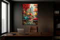Autumn New York Vintage Cars Glass Wall Art in a living room interior
