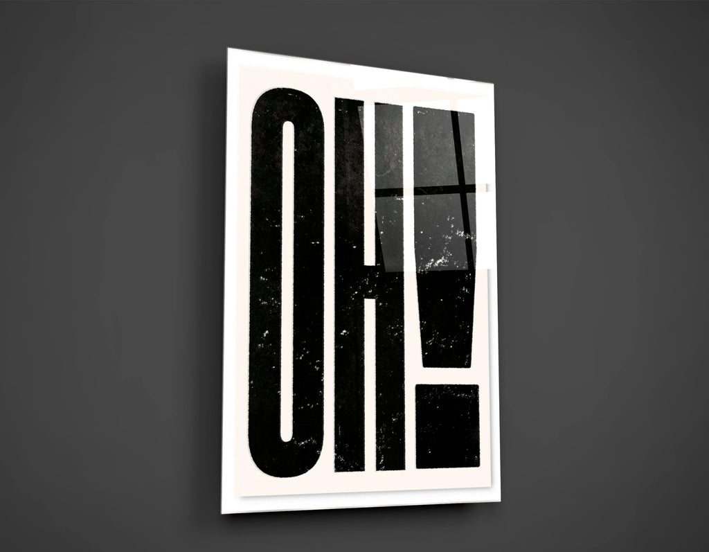 Bold OH! Typography Glass Wall Art close-up
