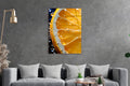 Lemon Slice Macro Glass Wall Art in a living room interior