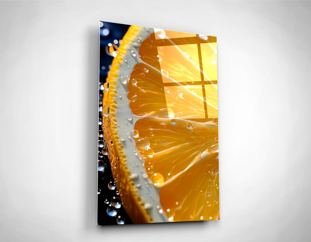 Lemon Slice Macro Glass Wall Art close-up