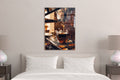 Espresso Machine Coffee Pour Glass Wall Art in a living room interior