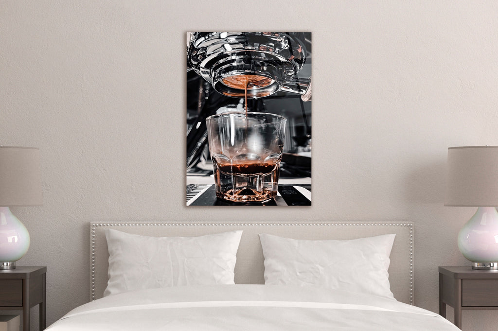 Monochrome Espresso Shot Glass Wall Art in a living room interior