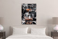 Monochrome Espresso Shot Glass Wall Art in a living room interior