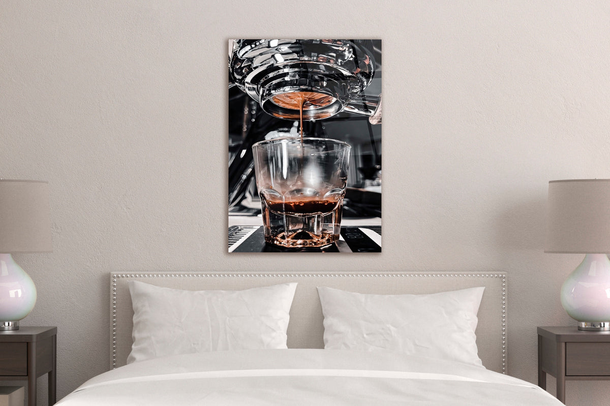 Monochrome Espresso Shot Glass Wall Art in a living room interior