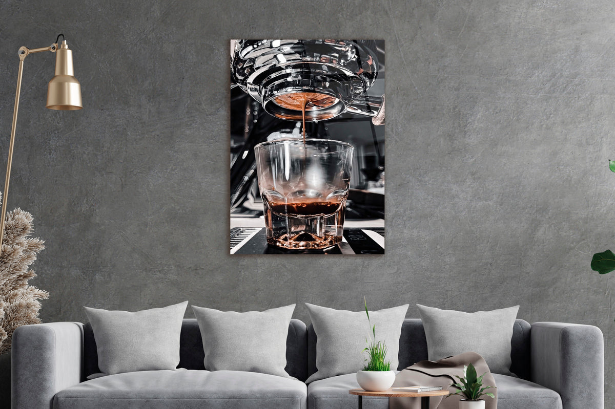 Monochrome Espresso Shot Glass Wall Art in a modern interior