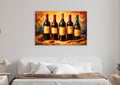 Vintage Wine Bottles Painting Glass Wall Art in a living room interior