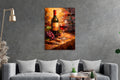Red Wine and Grapes Still Life Glass Wall Art in a living room interior